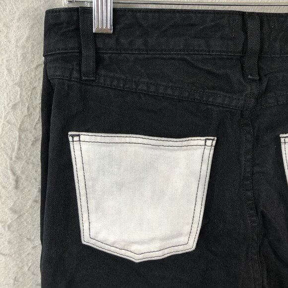 Staud Jeans Womens 27 Black Denim Contrast White Pockets Designer Tapered USA - Picture 13 of 16
